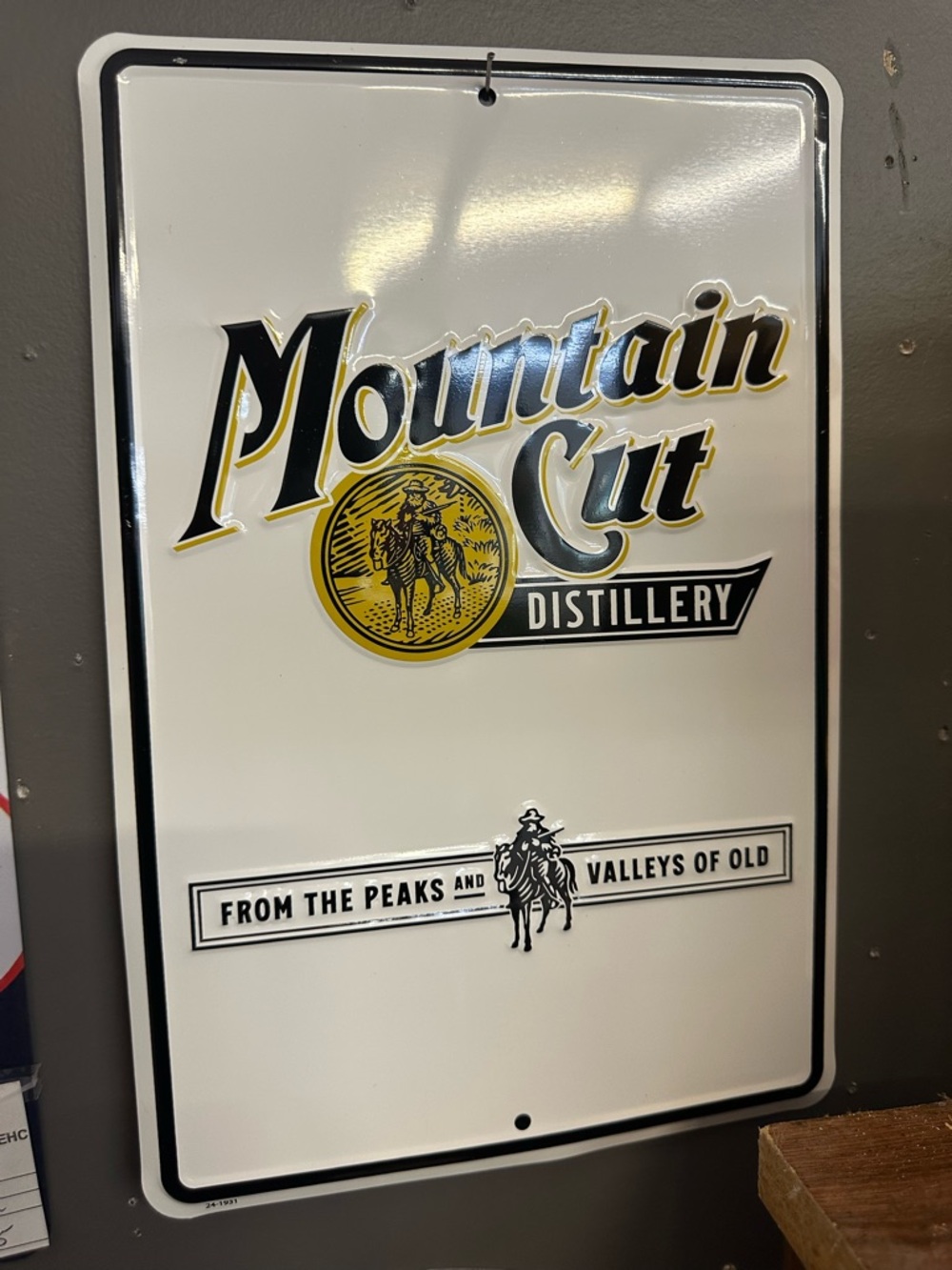 Mountain Cut Distillery Metal Sign Bar Decor Rustic Man Cave Wall Sign